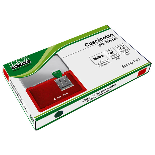 LEBEZ - 1482-R - Cuscinetto per timbri - 16,5 x 9 cm - rosso - Lebez