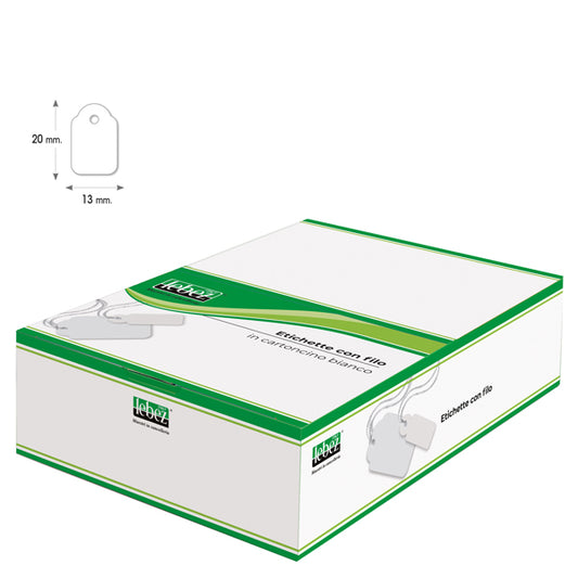 LEBEZ - A387 - Etichette con filo A387 - 13 x 20 mm - bianco - Lebez - conf. 1000 pezzi