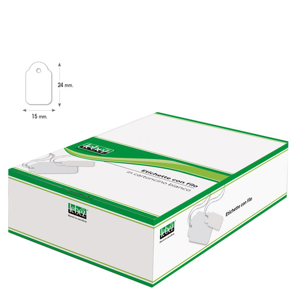 LEBEZ - A388 - Etichette con filo A388 - 15 x 24 mm - bianco - Lebez - conf. 1000 pezzi