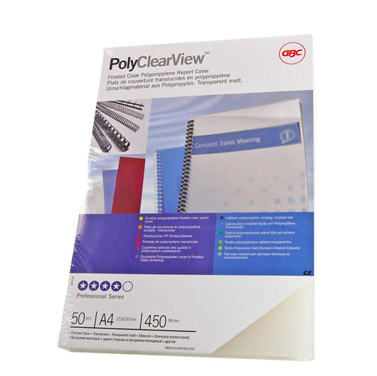 GBC - IB386848 - Copertine PolyClear View - A4 - 300 micron - PPL - neutro trasparente opaco - GBC - conf. 100 pezzi