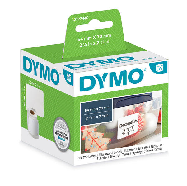 DYMO - S0722440 - Rotolo 320 etichette LW 990150 - 54 x 70 mm - bianco - Dymo