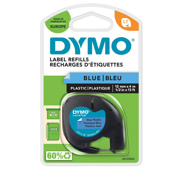 DYMO - S0721650 - Nastro Letratag 912050 - in plastica - 12 mm x 4 mt - blu - Dymo