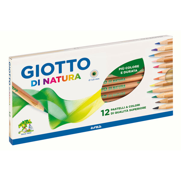 GIOTTO - 240600 - Pastelli colorati Natura - diametro mina 3,8 mm - legno di cedro -  colore assortiti - Giotto - conf. 12 pezzi