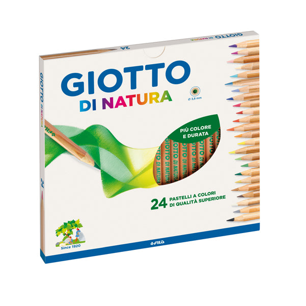GIOTTO - 240700 - Pastelli colorati Natura - diametro mina 3,8 mm - legno di cedro - colori assortiti - Giotto - astuccio 24 pezzi