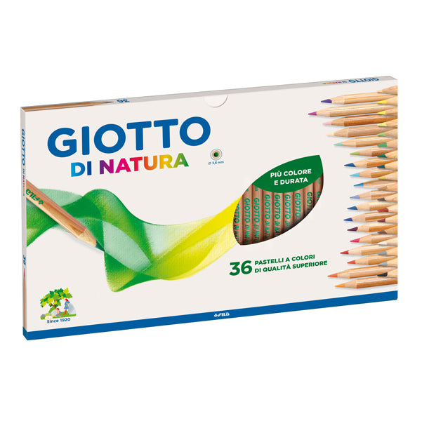 GIOTTO - 240800 - Pastelli colorati di Natura - diametro mina 3,8 mm - legno di cedro - Giotto - conf. 36 pezzi