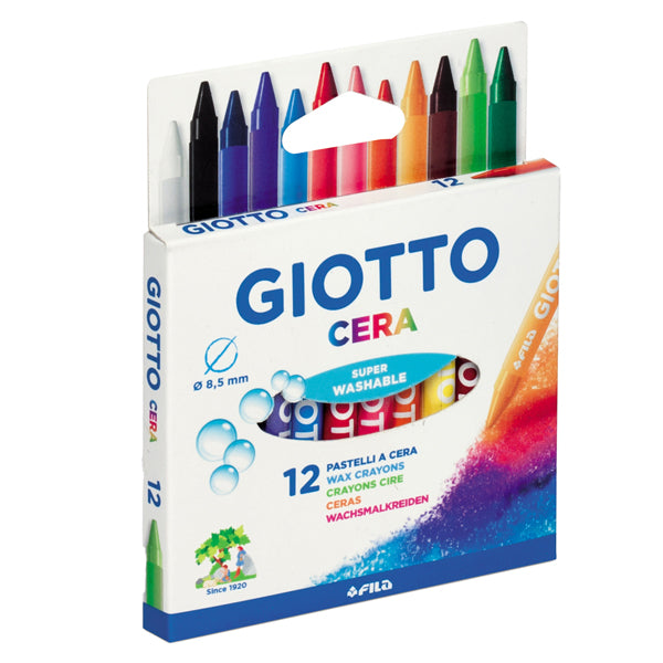 GIOTTO - 281200 - Pastelli a cera - lunghezza 90 mm - diametro 8,50 mm - colori assortiti - Giotto - conf. 12 pezzi