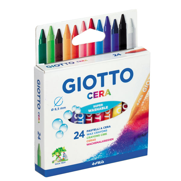 GIOTTO - 282200 - Pastelli a cera - lunghezza 90 mm - diametro 8,5 mm - colori assortiti - Giotto - conf. 24 pezzi