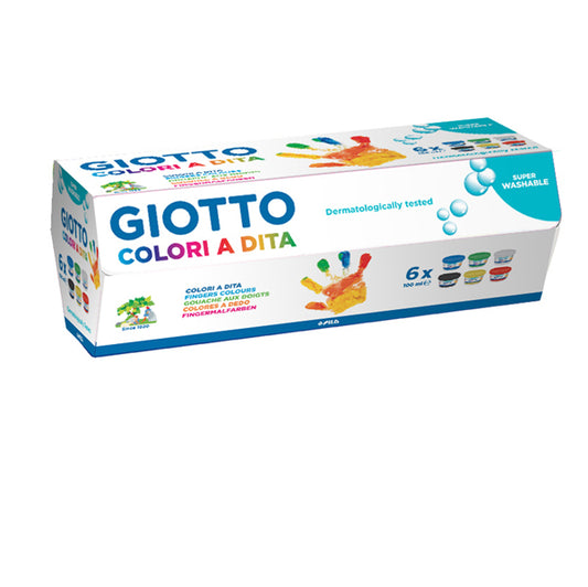 GIOTTO - 534100 - Colori a dita - 100 ml - colori assortiti - Giotto - conf. 6 pezzi
