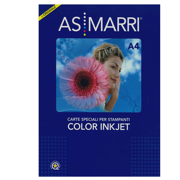 AS MARRI - 8106 - Carta fotografica - per inkjet - A4 - 190 gr - 50 fogli - effetto satinata - bianco - As Marri