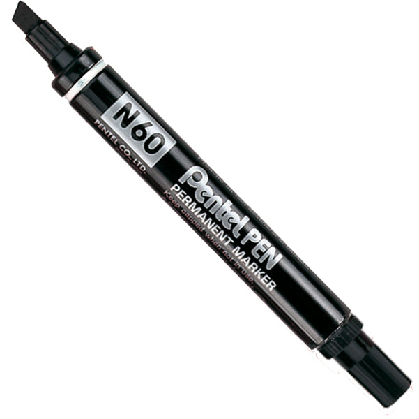 PENTEL - N60-A - Marcatore permanente N60 - punta scalpello - nero - Pentel