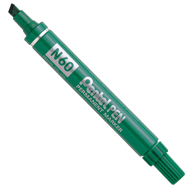 PENTEL - N60-D - Marcatore permanente N60 - punta scalpello - verde - Pentel