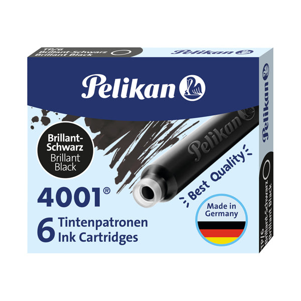 PELIKAN - 301218 - Cartucce inchiostro 4001 (TP-6) -  lunghezza 39mm - nero - Pelikan  - conf. 6 pezzi