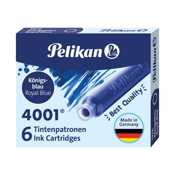 PELIKAN - 301176 - Cartucce inchiostro 4001 (TP-6)  - lunghezza 39mm - blu - Pelikan  - conf. 6 pezzi