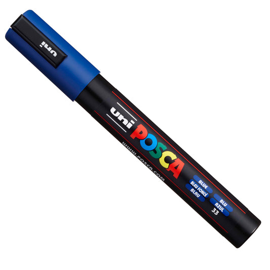 UNI MITSUBISHI - M PC5M B - Marcatore a base d'acqua Uni Posca PC5M  - punta  tonda media da 1,8mm a 2,5mm - blu - Uni Mitsubishi
