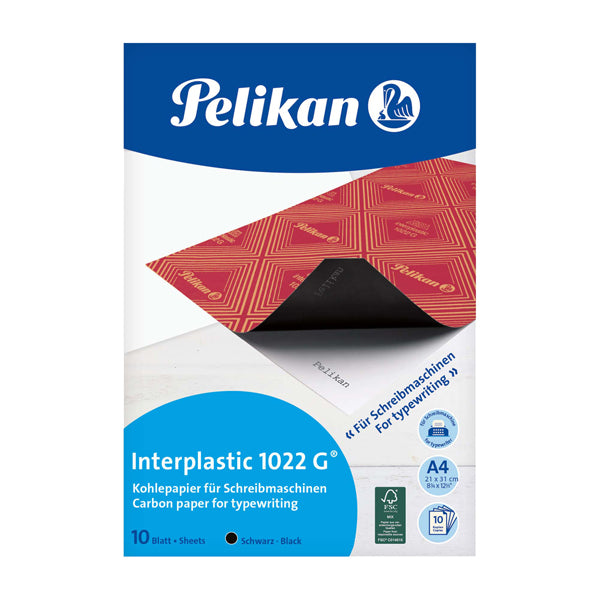 PELIKAN - 401026 - Carta carbone Interplastic  1022G  - 21x31 cm - nero - Pelikan - conf. 10 fogli