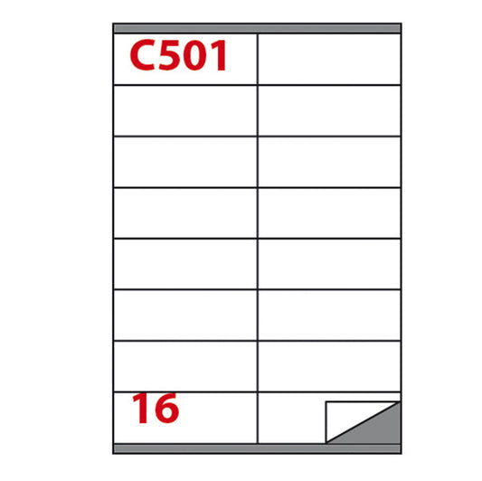 MARKIN - 210C501 - Etichette adesive C501 - permanenti - 105 x 36 mm - 16 et-fg - 100 fogli A4 - bianco - Markin
