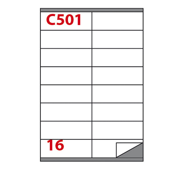 MARKIN - 210C501 - Etichette adesive C501 - permanenti - 105 x 36 mm - 16 et-fg - 100 fogli A4 - bianco - Markin