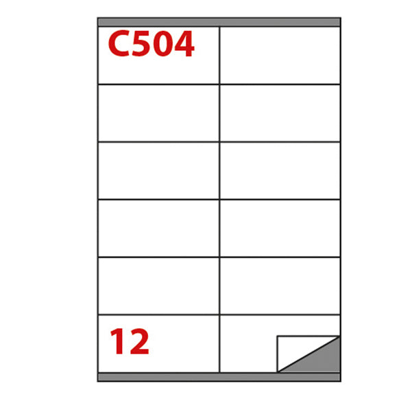 MARKIN - 210C504 - Etichette adesive C504 - permanenti - 105 x 48 mm - 12 et-fg - 100 fogli A4 - bianco - Markin
