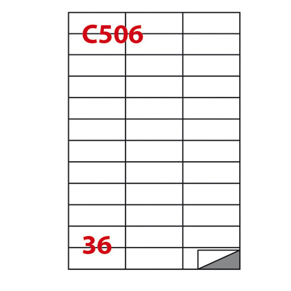 MARKIN - 210C506 - Etichette adesive C506 - permanenti - 70 x 24,25 mm - 36 et-fg - 100 fogli A4 - bianco - Markin