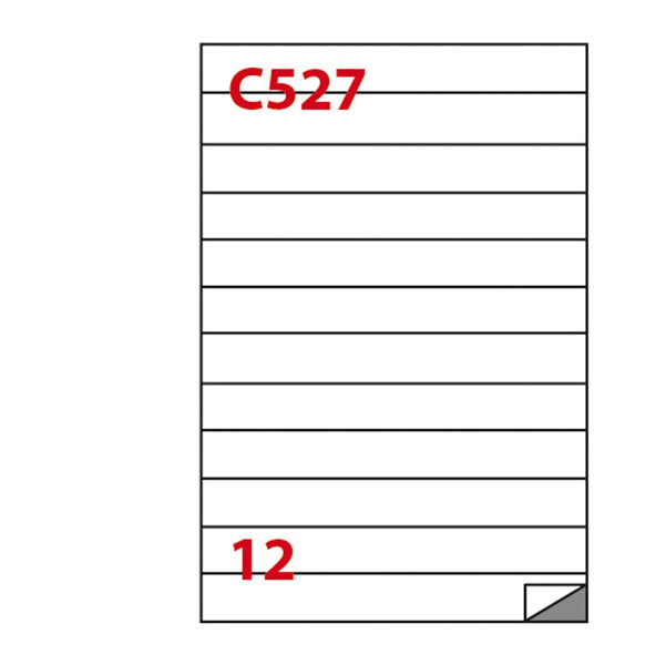 MARKIN - 210C527 - Etichette adesive C527 - permanenti - 210 x 24,75 mm - 12 et-fg - 100 fogli A4 - bianco - Markin