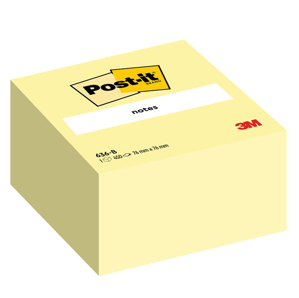 POST-IT - 7100172238 - Blocco foglietti Cubo - 636-B - 76 x 76 mm - giallo Canary - 450 fogli - Post it