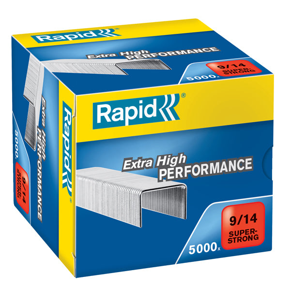 RAPID - 24871500 - Punti Rapid Super Strong - alti spessori - 9-14 - acciaio zincato - metallo - Rapid - conf. 5000 pezzi