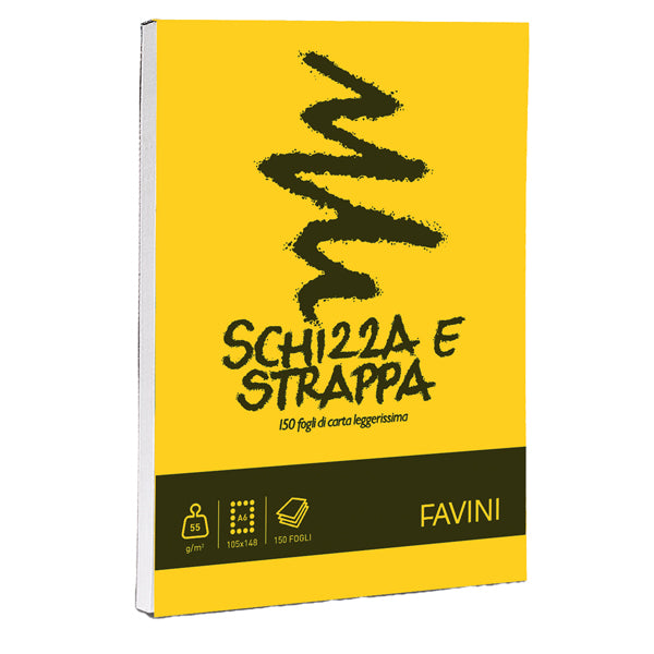 FAVINI - A200706 - Blocco Schizza  Strappa - A6 - 105 x 148mm - 50gr - 150 fogli - Favini