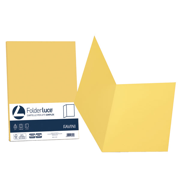 FAVINI - A50B664 - Cartelline semplici Luce - 200 gr - 25x34 cm - giallo sole - Favini - conf. 50 pezzi