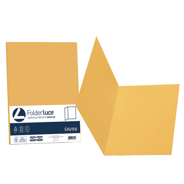 FAVINI - A50H664 - Cartelline semplici Luce - 200 gr - 25x34 cm - giallo oro - Favini - conf. 50 pezzi