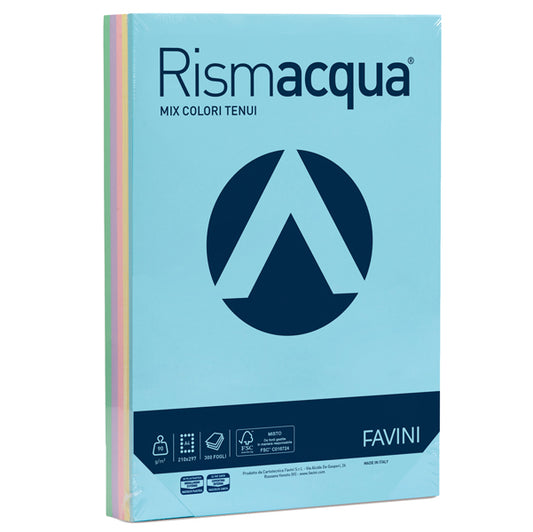 FAVINI - A66X324 - Carta Rismacqua - A4 - 90 gr - mix 5 colori - Favini - conf. 300 fogli