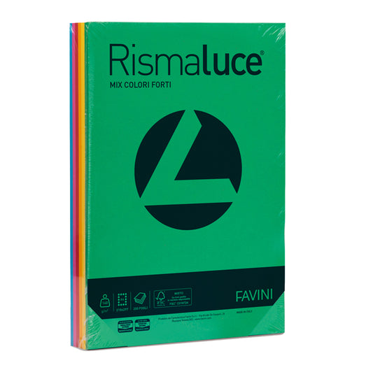 FAVINI - A65X214 - Carta Rismaluce - A4 - 140 gr - mix 6 colori - Favini - conf. 200 fogli