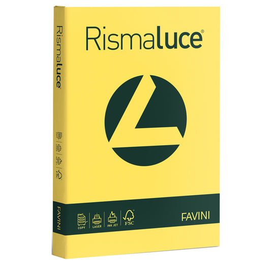 FAVINI - A67B104 - Carta Rismaluce - A4 - 200 gr - giallo sole 53 - Favini - conf. 125 fogli