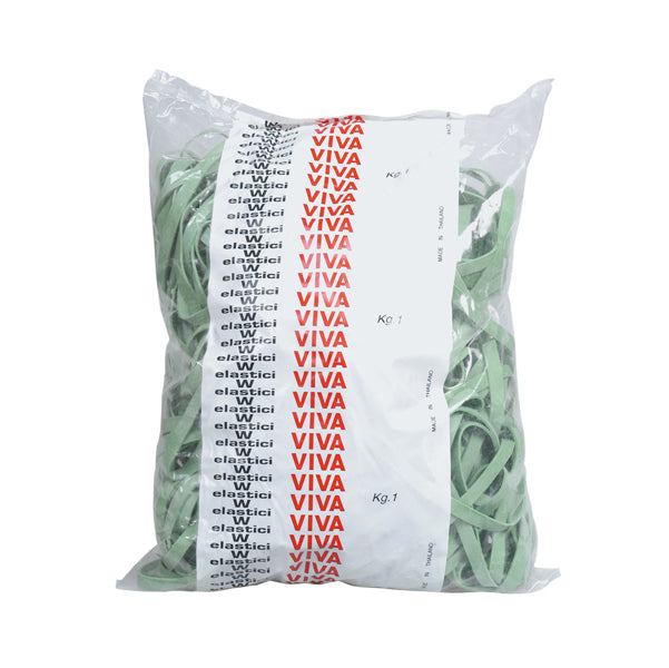 VIVA - F5X070 - Elastici fettuccia - diametro 7 x 0,5 cm - gomma - 1 kg - verde - Viva