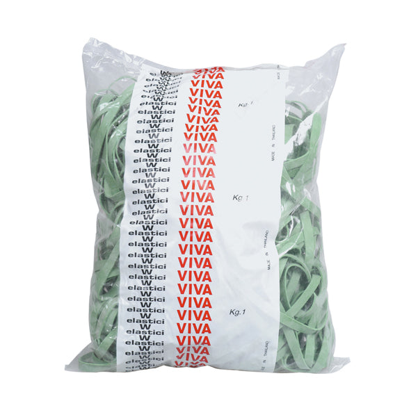 VIVA - F8X070 - Elastici fettuccia - diametro 7 x 0,8 cm - gomma - 1 kg - verde - Viva