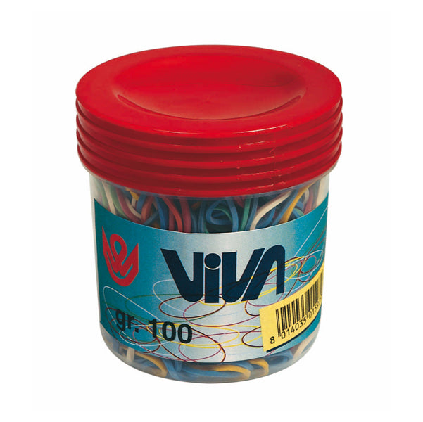 VIVA - C101 - Elastici ad anello - misure e colori assortiti - barattolo 100 gr - gomma - Viva