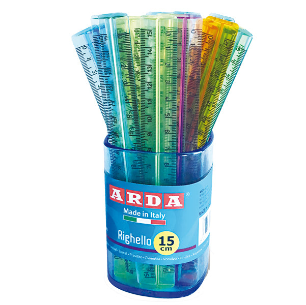 ARDA - 282C - Barattolo 50 righelli - 15cm - colori trasparenti assortiti - Arda