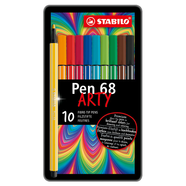 STABILO - 6810-6 - Pennarelli Pen 68 - colori assortiti - Stabilo - scatola in metallo 10 pezzi
