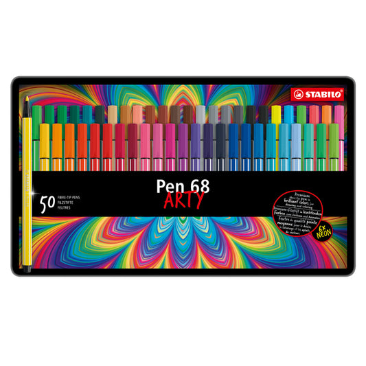 STABILO - 6850-6 - Pennarelli Pen 68 - colori assortiti - Stabilo - scatola in metallo 50 pezzi