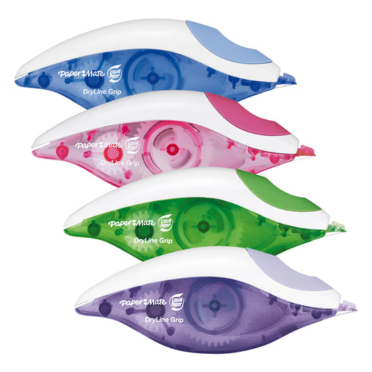 PAPERMATE - 1862884 - Correttore a nastro Dryline Grip - 5mm x 8,5mt - colori assortiti - Papermate