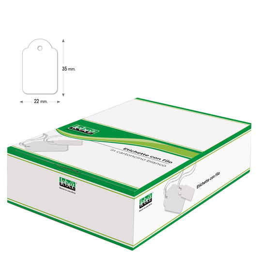 LEBEZ - A390 - Etichette con filo A390 - 22 x 35 mm - bianco - Lebez - conf. 500 pezzi
