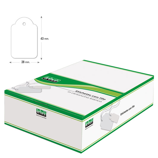 LEBEZ - A391 - Etichette con filo A391 - 28 x 43 mm - bianco - Lebez - conf. 500 pezzi