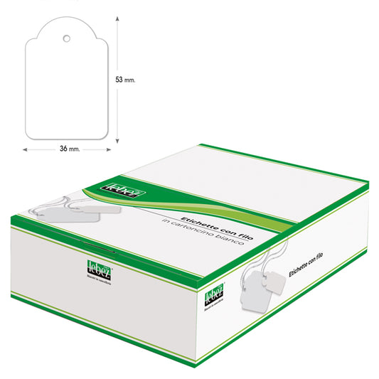LEBEZ - A392 - Etichette con filo A392 - 36 x 53 mm - bianco - Lebez - conf. 500 pezzi