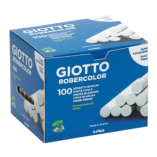 GIOTTO - 538800 - Gessetti Robercolor - lunghezza 80mm con diametro 10mm - bianco - Giotto - Scatola 100 gessetti tondi
