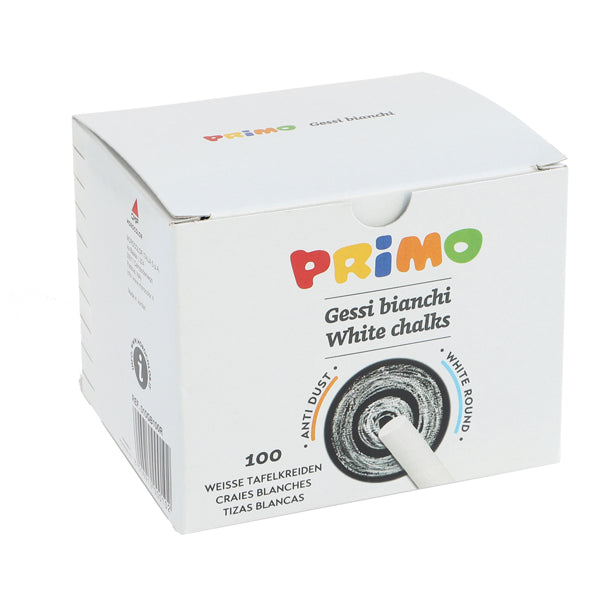 PRIMO - MOROCOLOR - 010GB100R - Gessetti tondi - D 9x80 mm - bianco - Primo - Scatola 100 gessetti tondi