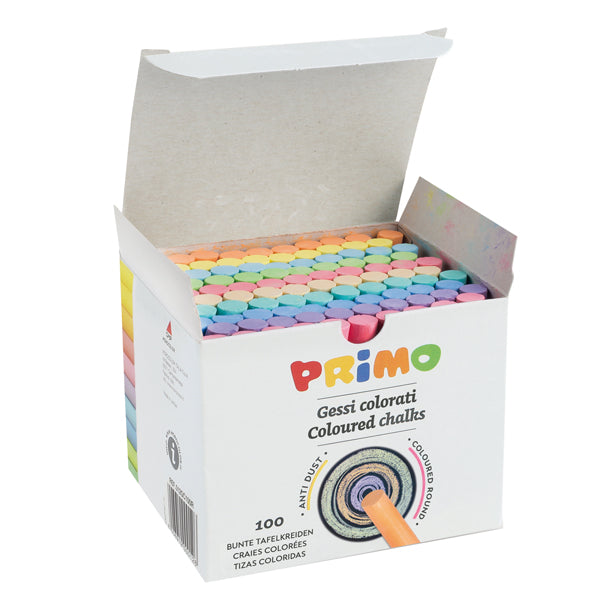 PRIMO - MOROCOLOR - 012GC100R - Gessetti tondi -  D 9x80 mm - colorati - Primo - Scatola 100 gessetti tondi