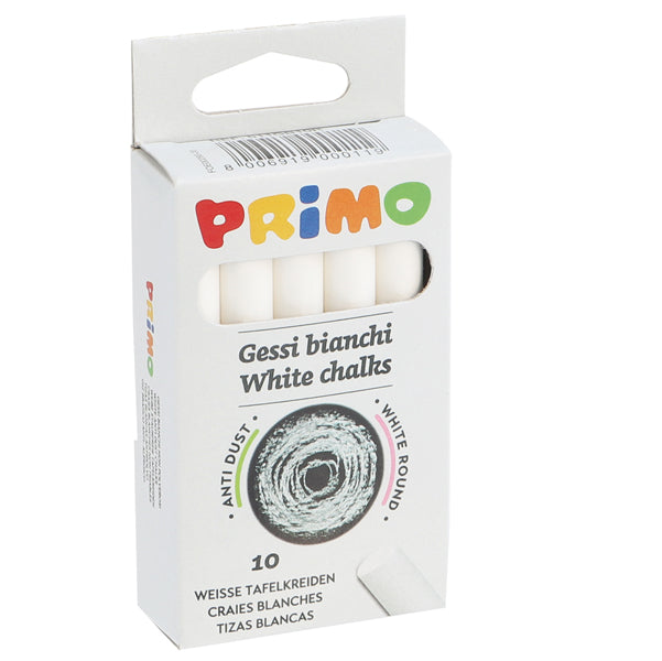 PRIMO - MOROCOLOR - 011GB10R - Gessetti tondi - D 9x80 mm - bianco - Primo - Scatola 10 gessetti tondi