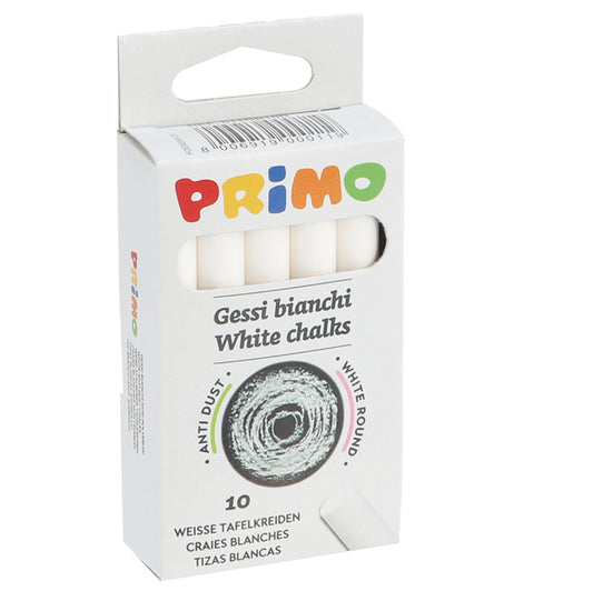 PRIMO - MOROCOLOR - 011GB10R - Gessetti tondi - D 9x80 mm - bianco - Primo - Scatola 10 gessetti tondi