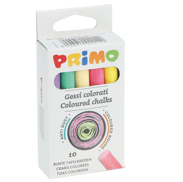 PRIMO - MOROCOLOR - 014GC10R - Gessetti tondi - D 9x80 mm - colorati - Primo - Scatola 10 gessetti tondi