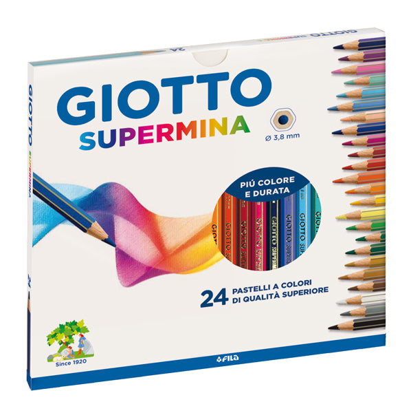 GIOTTO - 235800 - Pastello Supermina - mina 3,8 mm - colori assortiti - Giotto - astuccio 24 pezzi