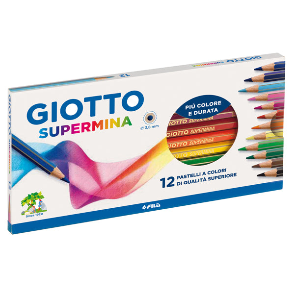 GIOTTO - 235700 - Pastello Supermina - mina 3,8 mm - colori assortiti - Giotto - astuccio 12 pezzi
